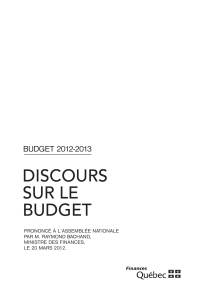 Budget 2012-2013 - Discours sur le budget