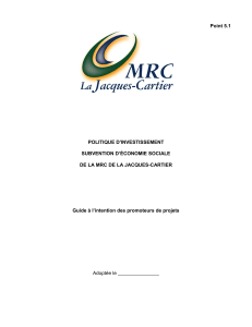 Politique d`investissement - Subvention d`économie sociale