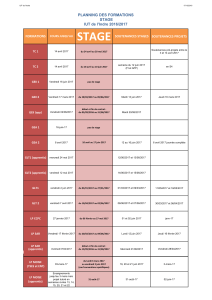 Calendrier des stages 2016/2017 à l`IUT de l`Indre