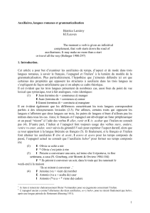 1 Auxiliaires, langues romanes et grammaticalisation Béatrice