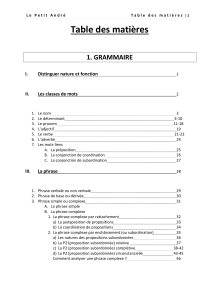 2. Table des matières Le Petit André.Version finale