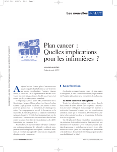 Plan cancer : Quelles implications pour les infirmières ?