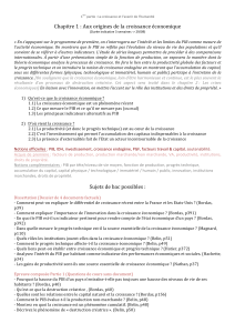 Chapitre 1 : Aux origines de la croissance &eacute;conomique Sujets de