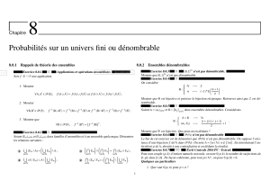 TD 08 Probabilités sur un univers fini ou dénombrable