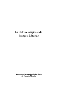 La Culture religieuse de François Mauriac