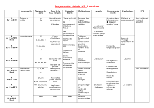 Programmation période 1 CE1 8 semaines