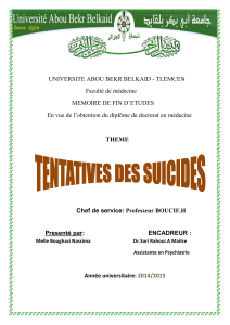 3. Tentative de suicide - Depot institutionnel de l`Universite Abou