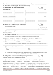 Page 1 A. Evaluation en orthographe (deuxième trimestre).