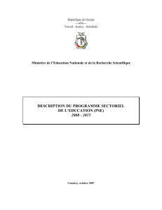 Programme Sectoriel de l`Education 2008-2015