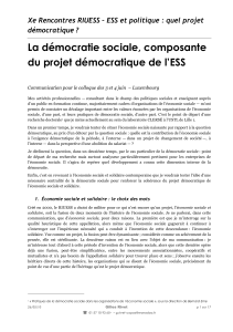 La démocratie sociale, composante du projet démocratique de l`ESS