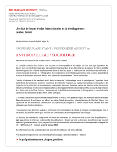 anthropologie / sociologie - Graduate Institute of International and
