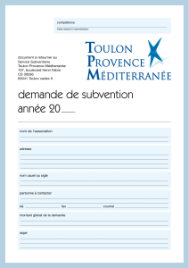 Demande de subvention - Toulon Provence Méditerranée