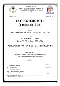 LA TYROSINEMIE TYPE I - Faculté de Médecine et de Pharmacie Fès