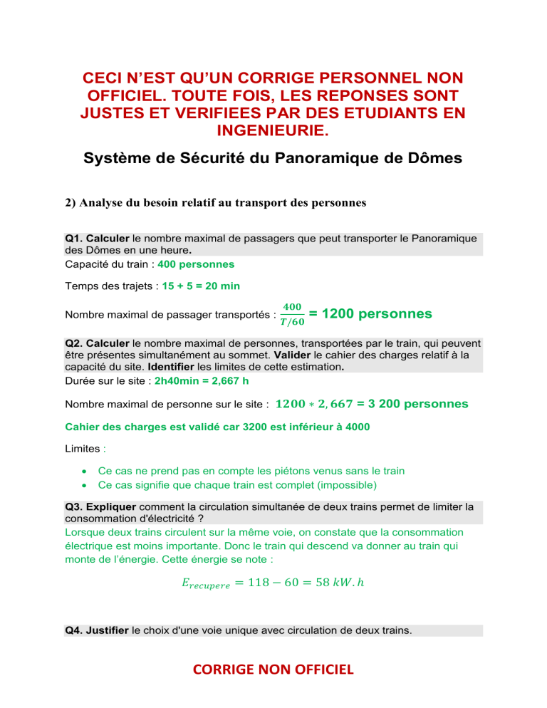 Corrige Complet Du Bac S Sciences De L`Ingénieur 2015