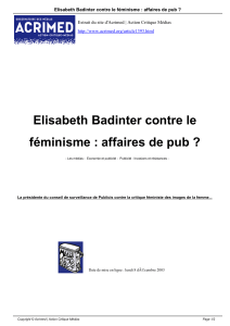 Elisabeth Badinter contre le féminisme : affaires de pub