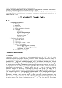 LES NOMBRES COMPLEXES - Gérard Lavau