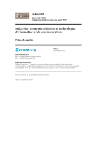 Industries, économie créatives et technologies d`information et de