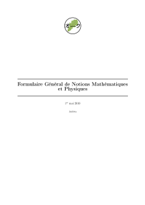 Formulaire Général de Notions Mathématiques et Physiques