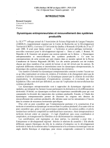 INTRODUCTION Dynamiques entrepreneuriales et renouvellement