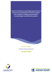 Sanofi et l`Institut de cancérologie Gustave Roussy annoncent un