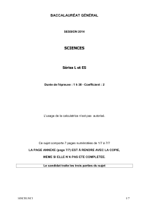 Sujet du bac ES-L Sciences (1ère) 2014