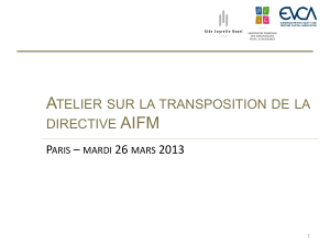 Transposition de la directive AIFM 26-mars-13