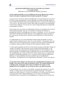 QUESTIONS-RÉPONSES SUR LES TRANSPLANTATIONS Avec