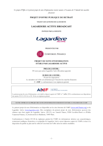 Projet de note d`information établie par Lagardère Active