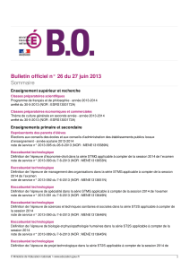 Bulletin officiel n° 26 du 27 juin 2013 Sommaire