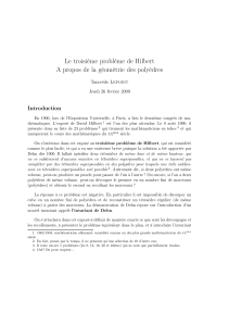 Le troisième problème de Hilbert A propos de la