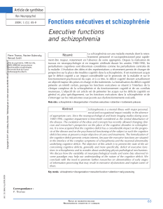 Fonctions exécutives et schizophrénie Executive functions and