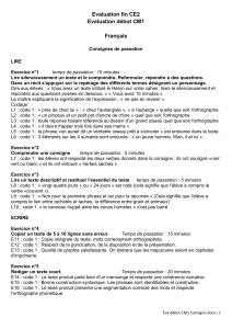 Evaluation fin CE2 Evaluation début CM1 Français