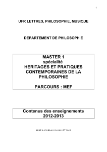 MASTER 1 spécialité HERITAGES ET PRATIQUES