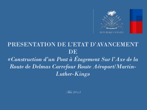 PRESENTATION DE L`ETAT D`AVANCEMENT DE «Construction d