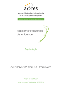 Evaluation de la licence Psychologie (Université Paris 13