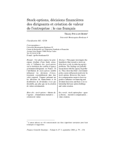 Stock-options, décisions financières des dirigeants et création de
