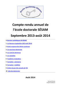 Compte-rendu annuel de l`école doctorale 2013-2014