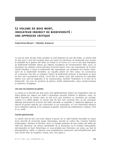 Le volume de bois mort, indicateur indirect de biodiversité : une