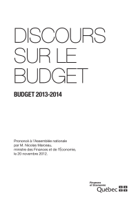 Budget 2013-2014 - Discours sur le budget