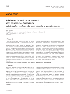 Variations du risque de cancer colorectal selon les ressources