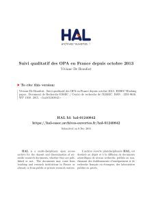 Suivi qualitatif des OPA en France depuis octobre 2013
