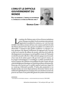 L`ONU ET LE DIFFICILE GOUVERNEMENT DU MONDE