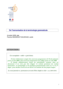 Harmonisation de la terminologie grammaticale