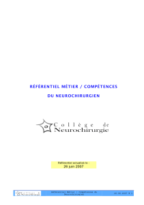 RÉFÉRENTIEL MÉTIER / COMPÉTENCES DU NEUROCHIRURGIEN