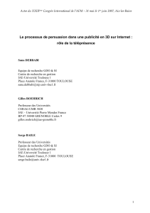 Le processus de persuasion dans une publicité en 3D sur Internet