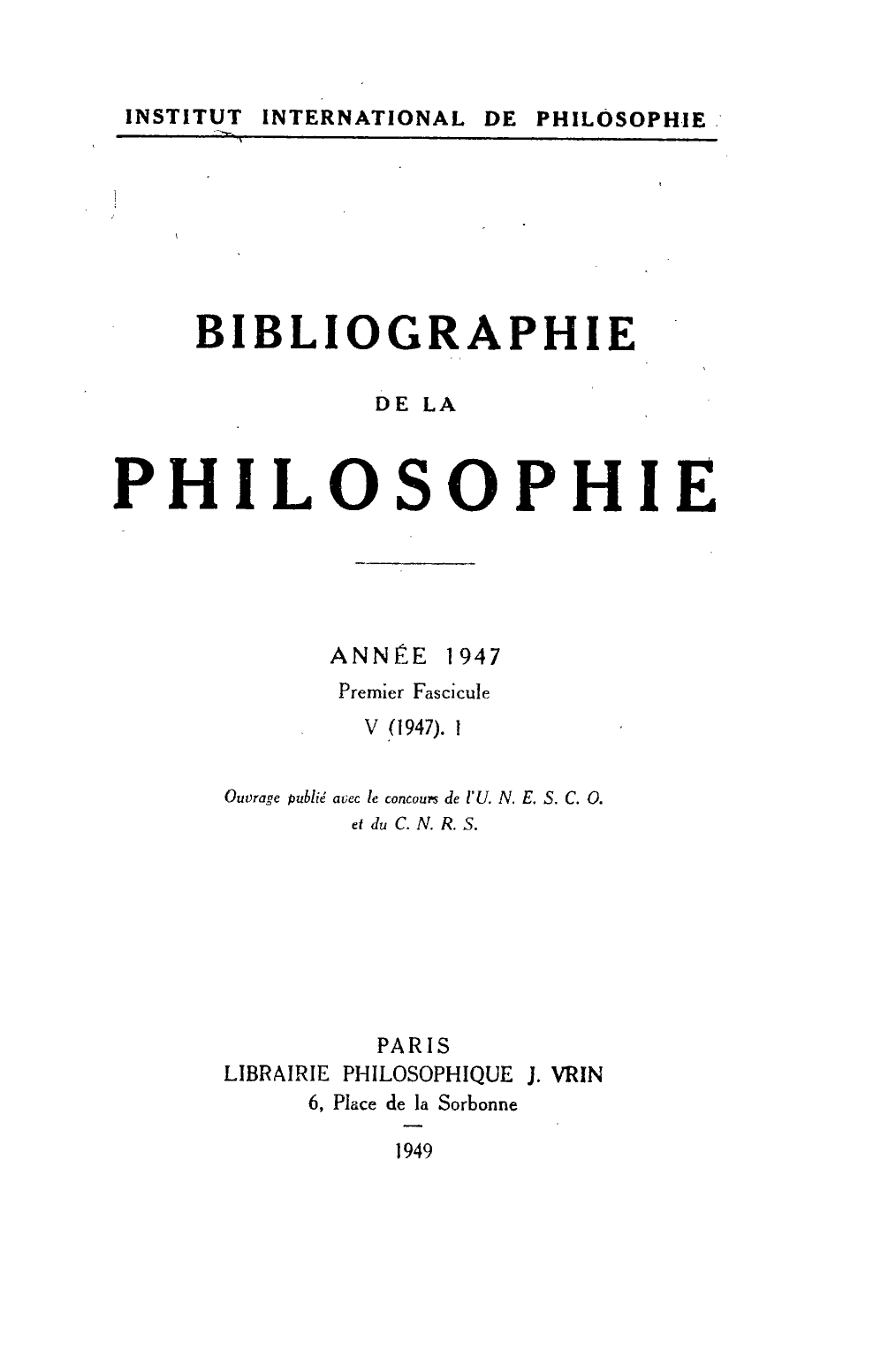 1947 1 Institut International De Philosophie - 