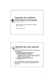 Typologie des systèmes Typologie des systèmes d`information d
