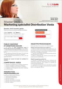 Marketing spécialité Distribution Vente - Cnam Champagne