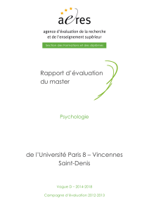 Evaluation du master Psychologie de l`Université Paris 8