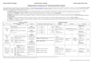 Programmation en français de la 1ère période (septembre/octobre).